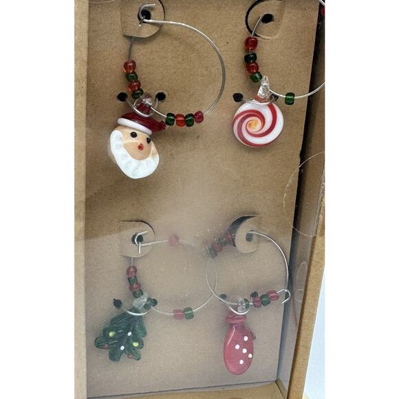 Christmas Snowman Bottle Stopper & 4 Wine Charms Christmas Tree Santa Claus NEW - Picture 3 of 7